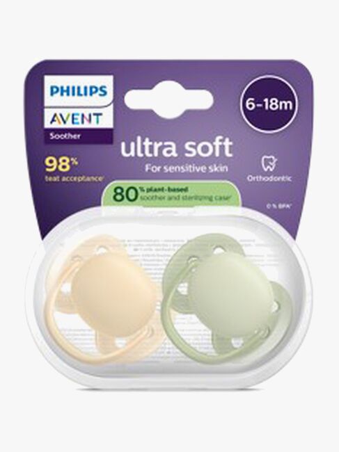 Philips Avent Ultra Soft Pacifier 6-18m 2-Pack, Beige/Lysegrøn