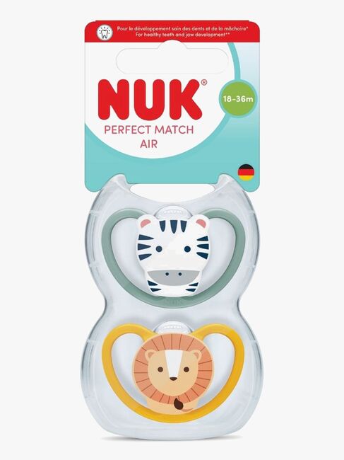 NUK Perfect Match Air Sut 2-pak Str. 3, Zebra/Lion