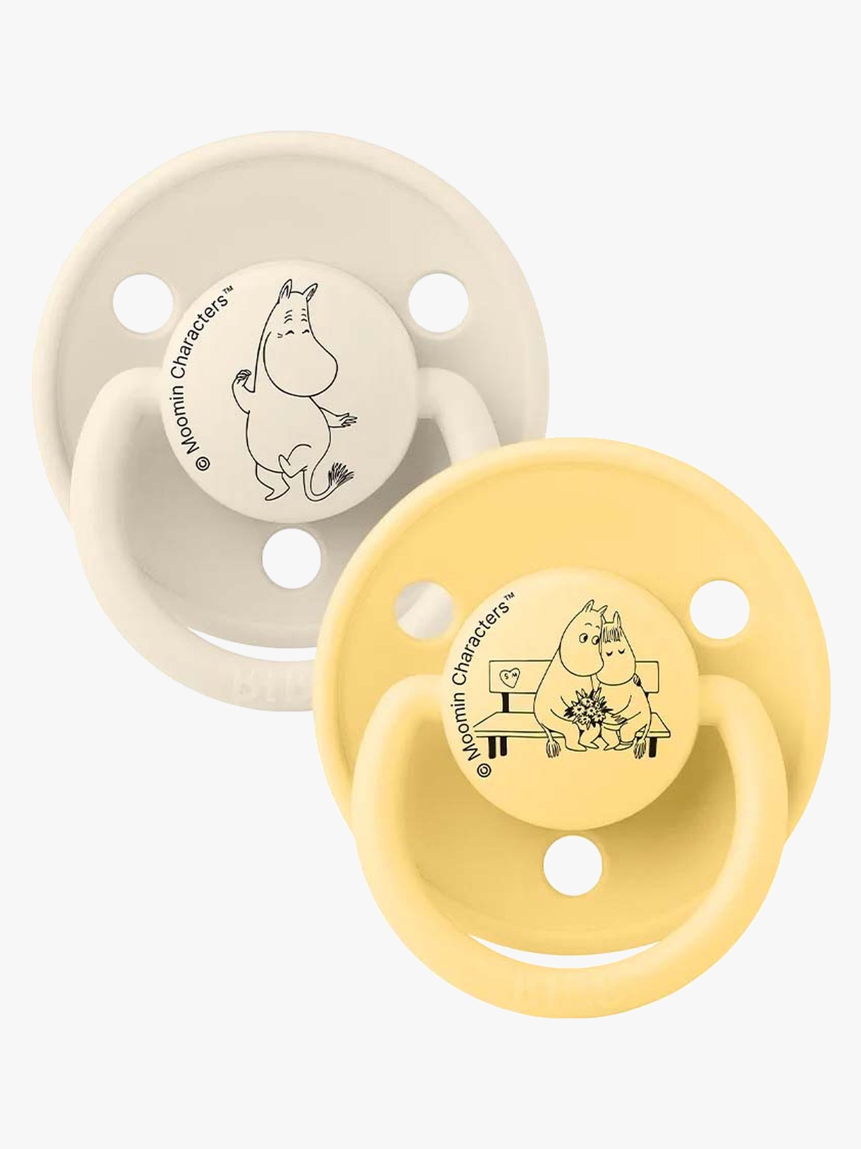 BIBS X Moomin De Lux Sut Mumitrold 2-Pak One Size, Silikone Ivory/Pale Butter