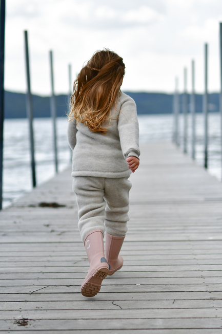 Mikk-Line Fleecebukser Baby Merinould, Melange Offwhite