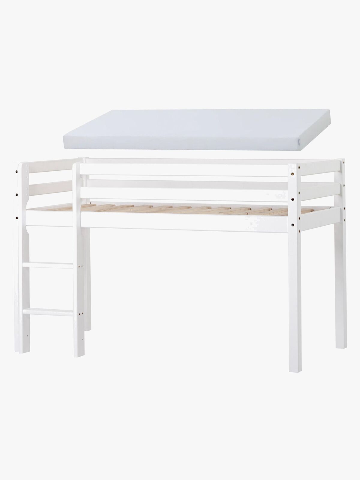 Hoppekids Halvhøj Seng med Skummadras 70x160, Hvid