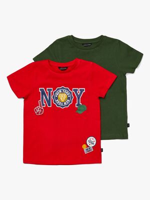 Luca & Lola San Marino T-Shirt 2-pak, Red/Army Green