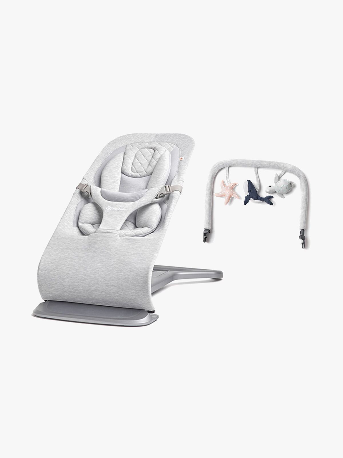 Ergobaby Evolve 3-in-1 Skråstol inkl. legetøjsbøjle, Light Grey