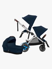 Cybex e-Gazelle S Søskendevogn inkl. Liggedel, Ocean Blue/Silver