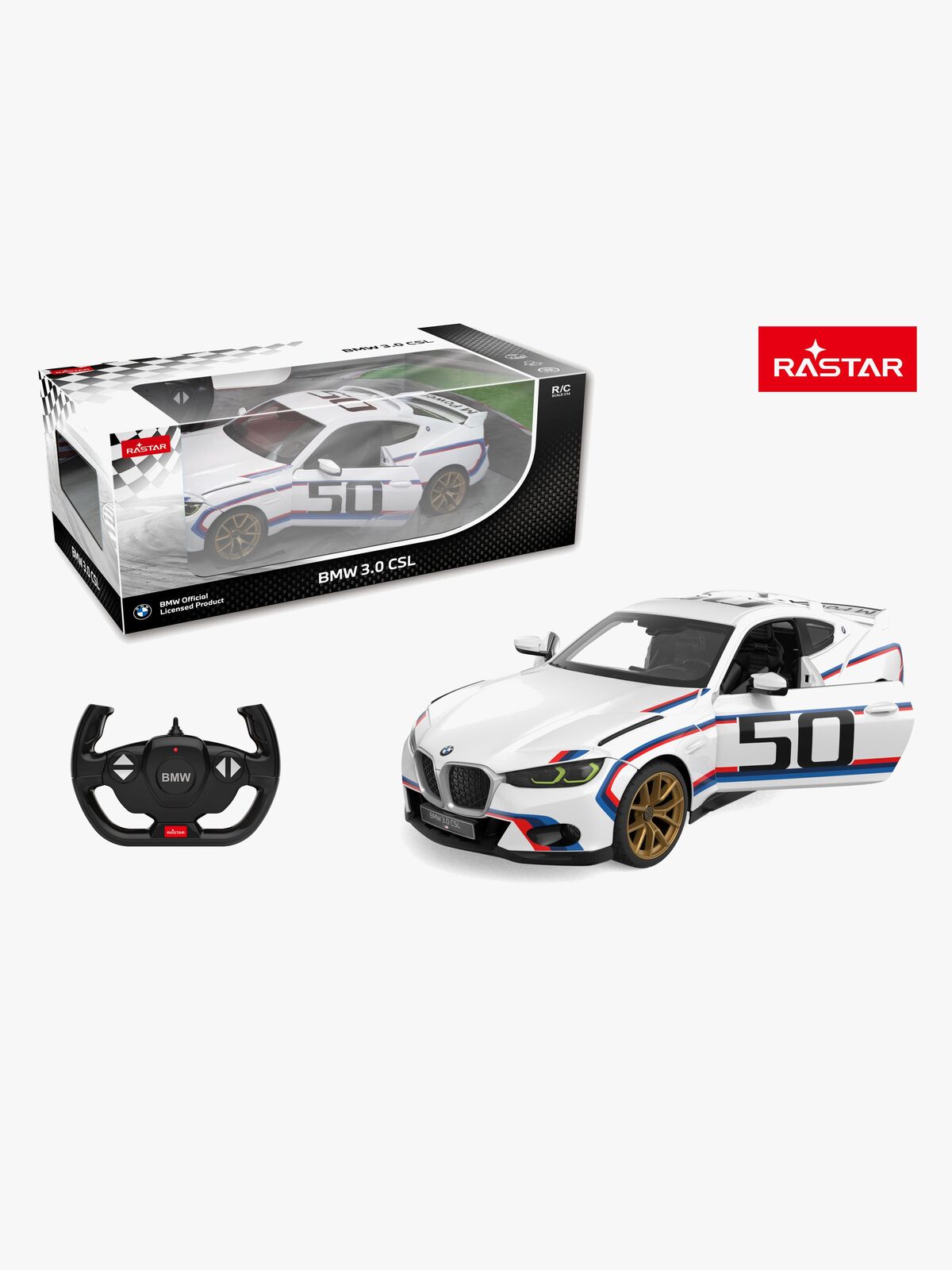 Rastar BMW 3.0 CSL Fjernstyret Bil 1:14, Hvid