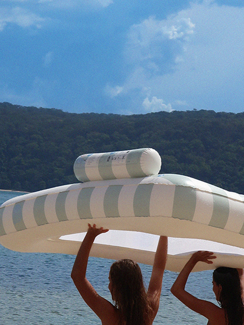 SUNNYLiFE Lux Twin Flydende Hængekøje, The Vacay Soft Olive