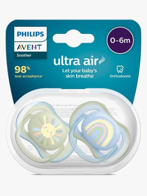 Philips Avent Ultra Air Deco Sut 2-Pak 0-6m, Grøn/Blå