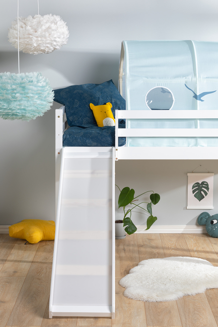 JLY TYRA Juniorseng med Rutsjebane & Madras 90x190, Hvid