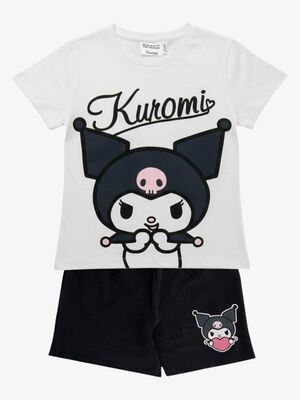 Hello Kitty Kuromi T-shirt & Shorts Sæt, Hvid