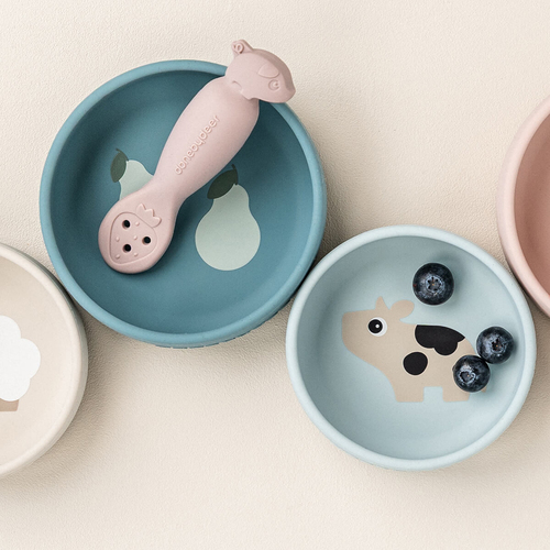 Done By Deer Dotti Silikone Skål 2-pak, Blue