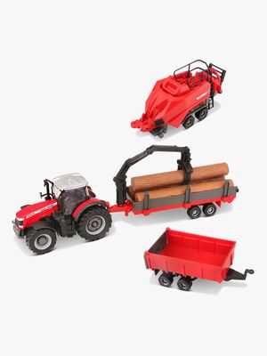 BB Junior Farmland Massey Fergusson 8740S Traktor med 3 Anhængere