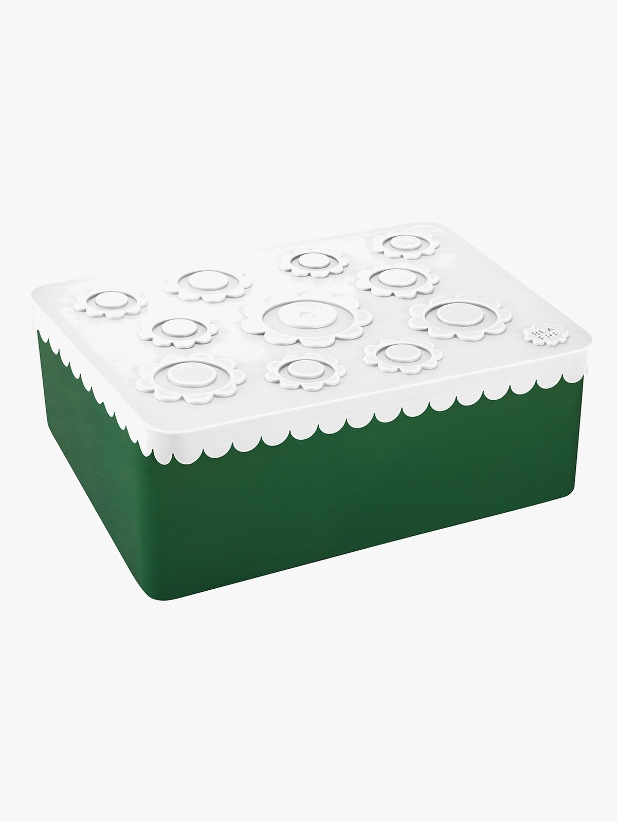 Blafre Madkasse Tre Rum Blomst, Hvid/Mørkegrøn