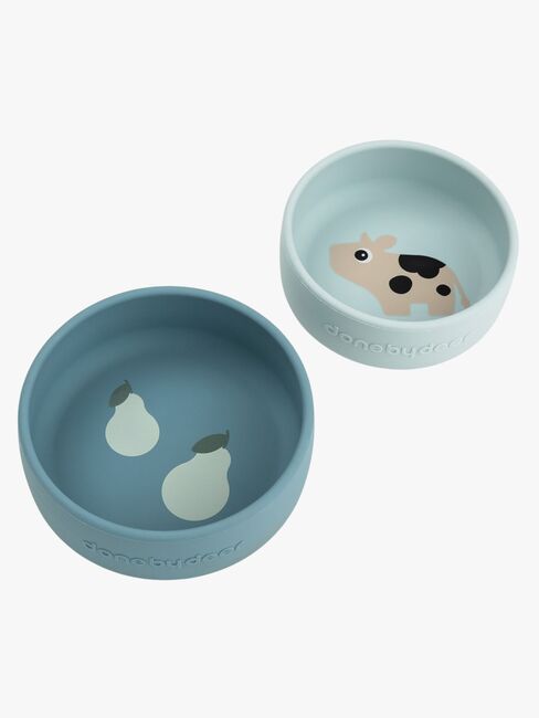 Done By Deer Dotti Silikone Skål 2-pak, Blue