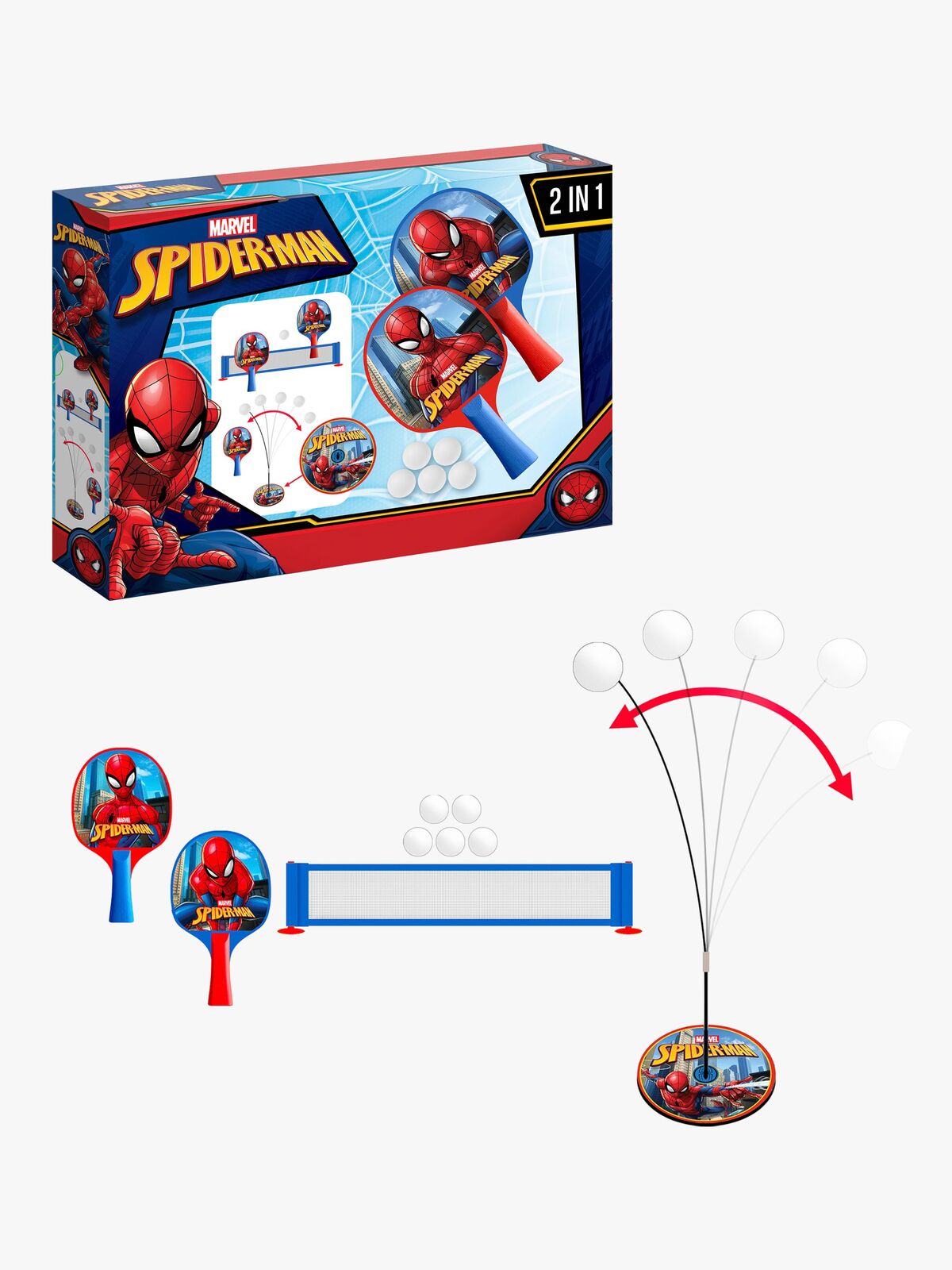 Marvel Spider-Man 2-i-1 Bordtennis Sæt
