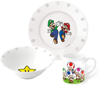 Nintendo Super Mario Børneservice Keramik 3-pak