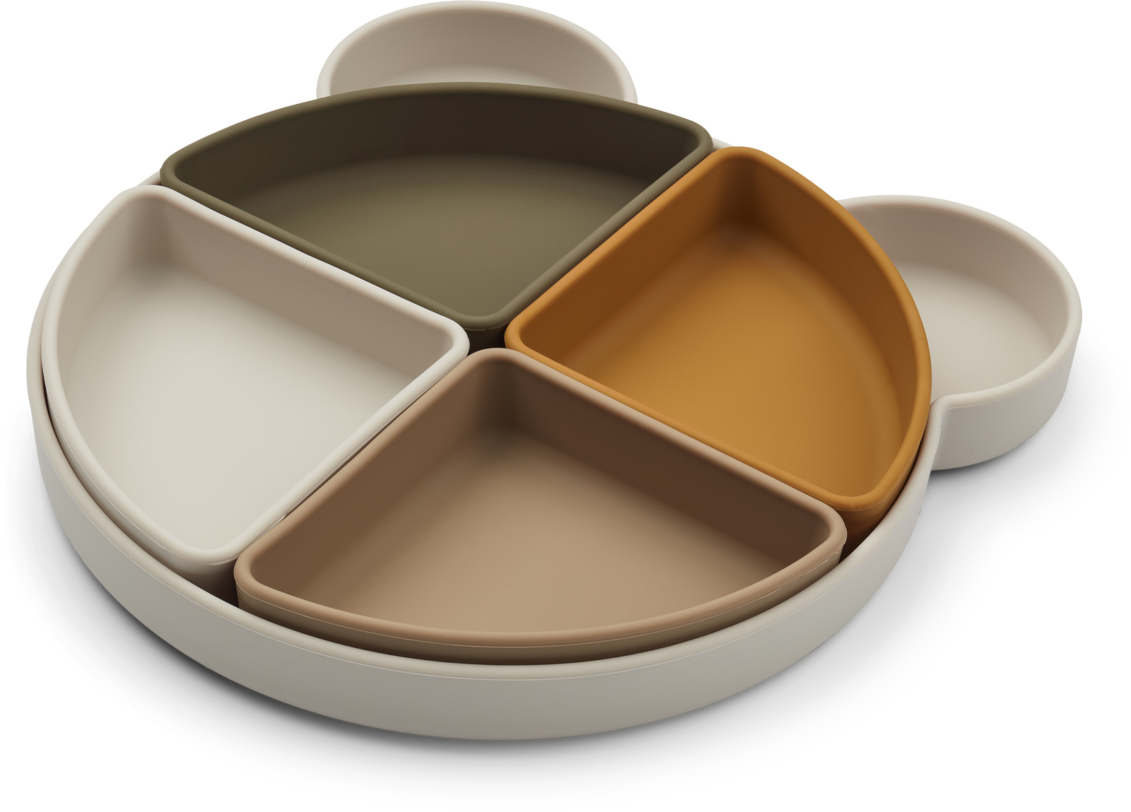 LIEWOOD Arne Mr Bear Opdelt Tallerken Silikone, Sandy Multi