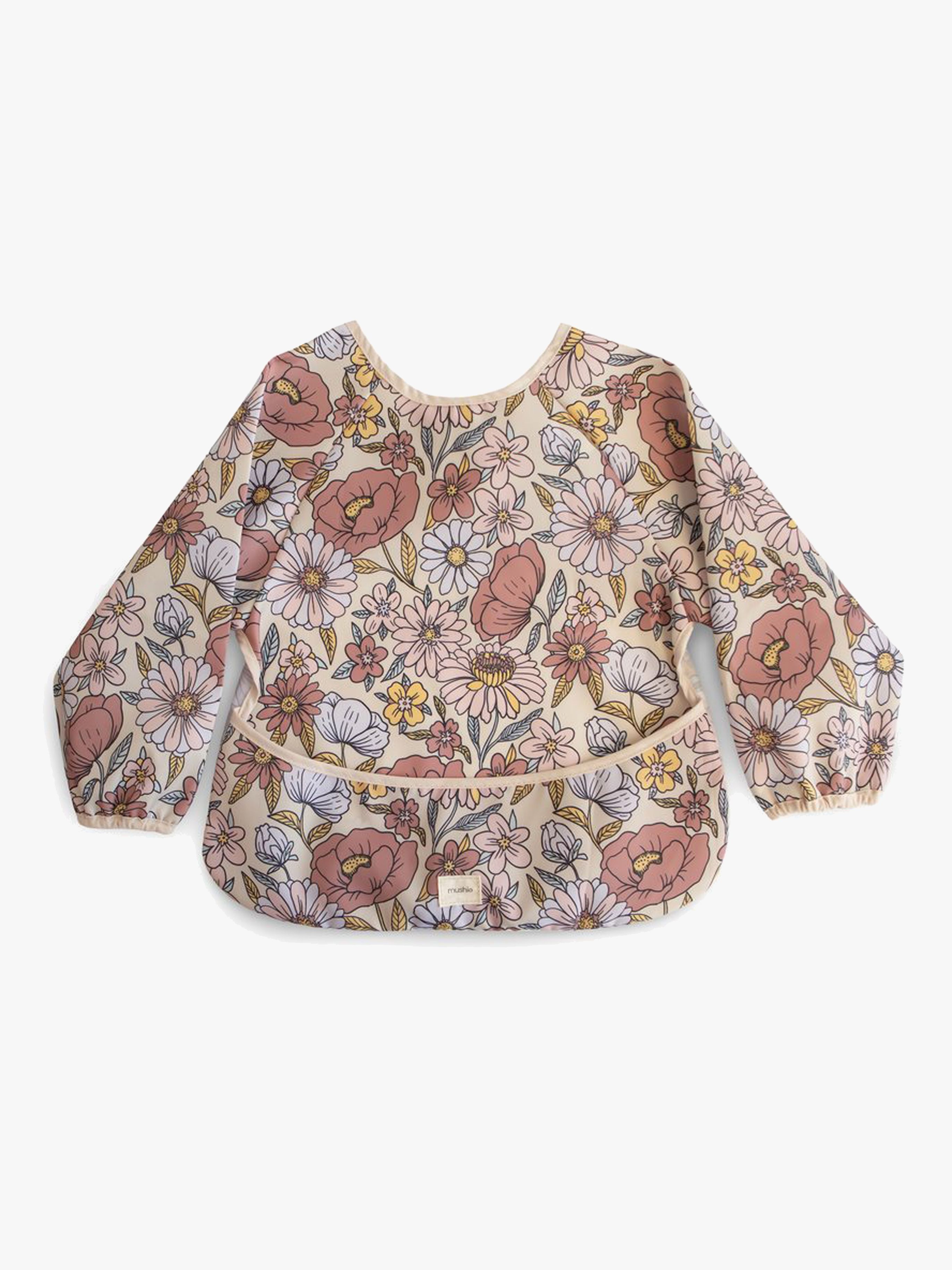 Mushie Langærmet Hagesmæk, Retro Flowers