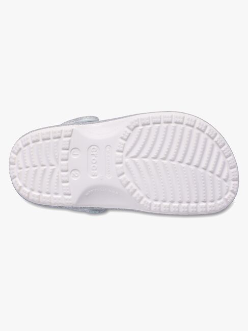 Crocs Classic Iridescent Glitter Kids Clogs, Hvid