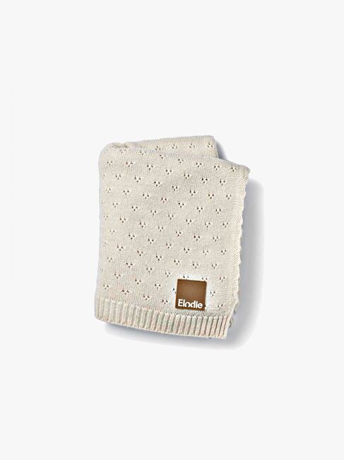 Elodie  Pointelle-strikket Tæppe 100x75, Creamy White