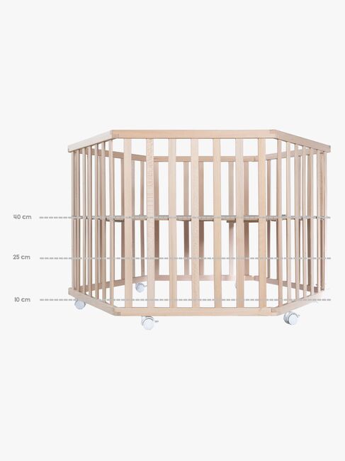 Roba Hexagon Kravlegård med Hjul, Beloved Bear Natural