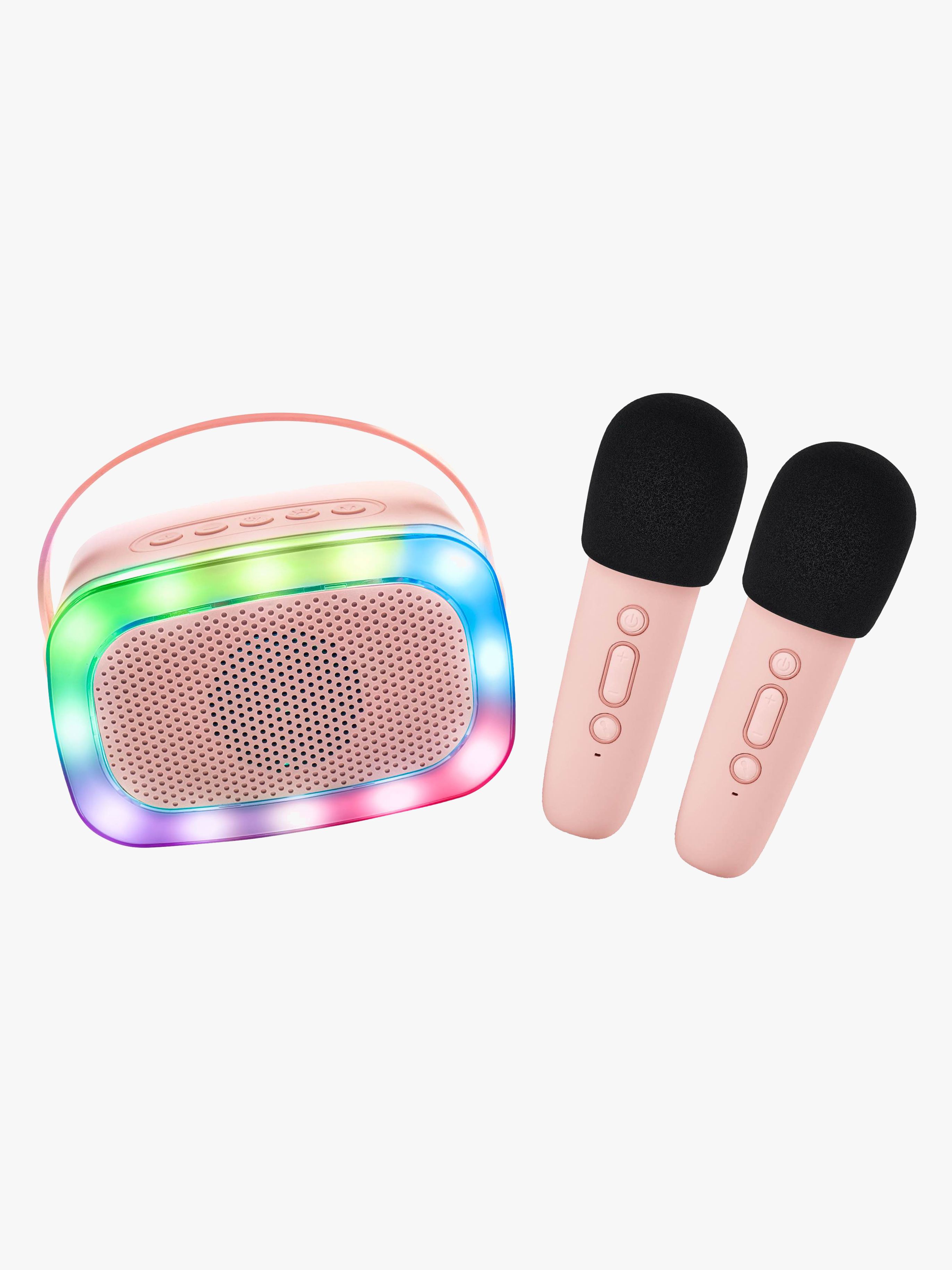 Lalarma Karaokesæt med LED-lys &  2 Mikrofoner, Pink