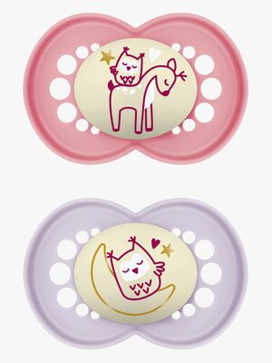 MAM Original Night Silikone Sutter 2-Pak 6-16m, Pink