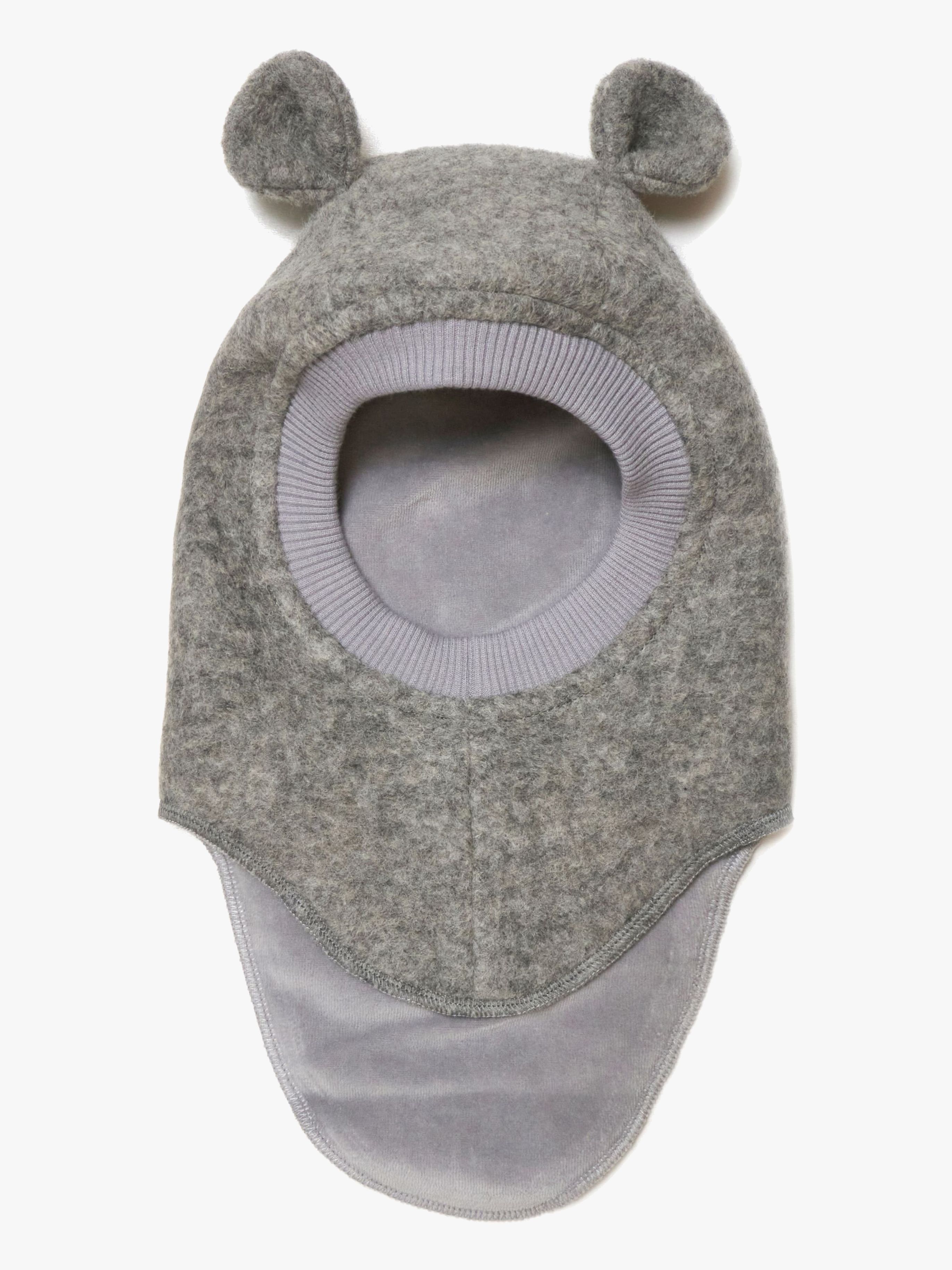 Huttelihut Elefanthue Merinould med Ører, Medium Grey Melange, 53