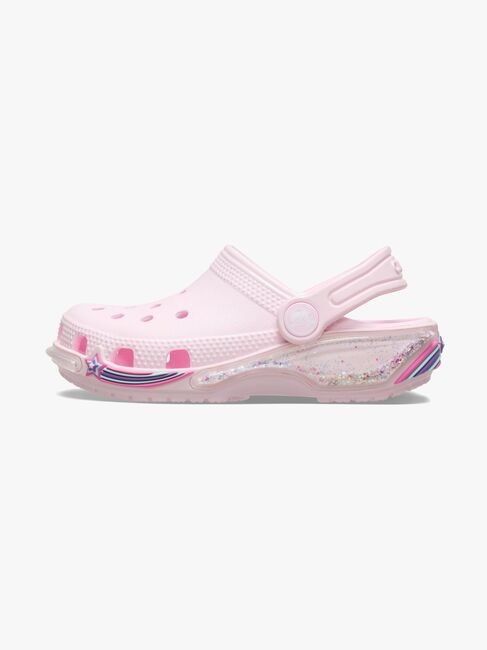 Crocs Classic Star Sparkle Kids Clogs, Pink Milk