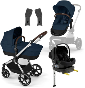 Cybex EOS Lux Duovogn inkl. Beemoo Route i-Size Autostol Baby & ISOFIX Base, Ocean Blue/Black Stone
