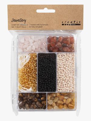 Creativ Company Perlesæt Krystaller, Brun/Guld