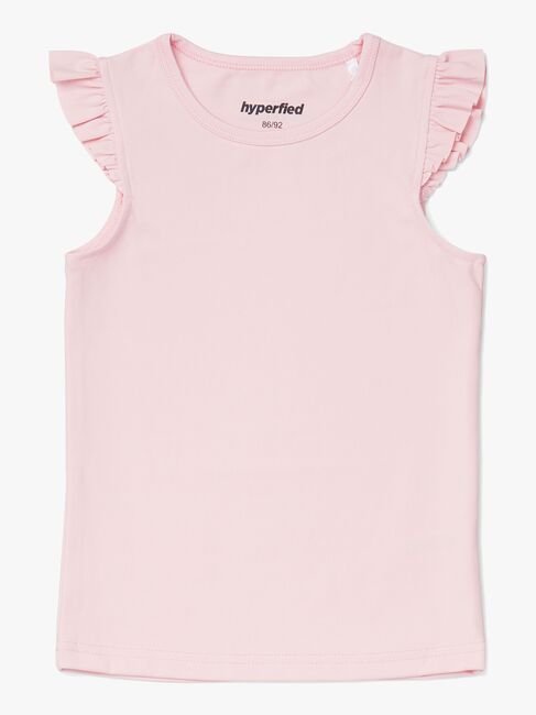 Hyperfied Frill Tank Top, Chalk Pink