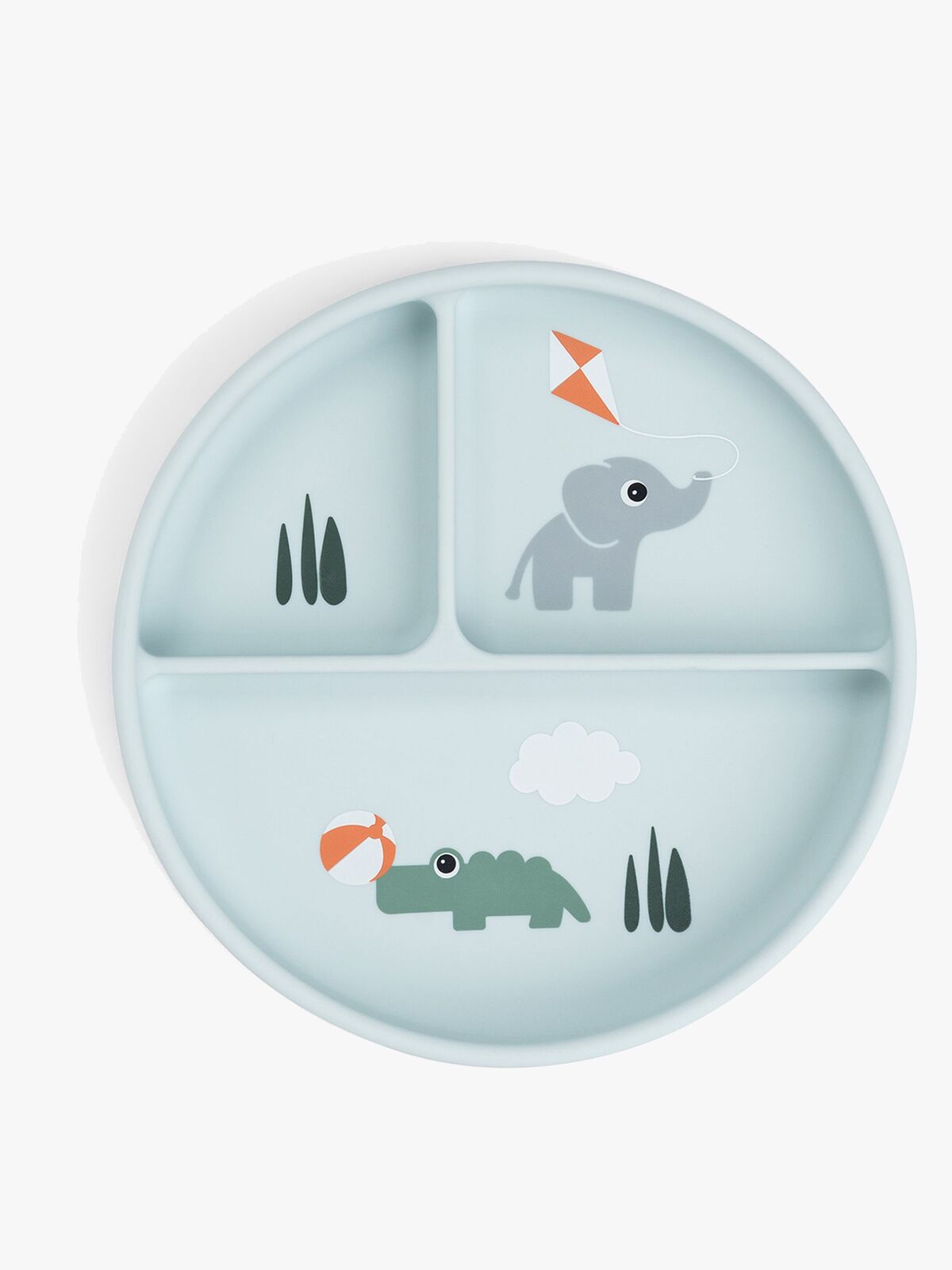 Done By Deer Playground Stick & Stay  Opdelt Silikonetallerken, Blue