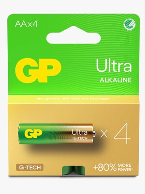 GP Ultra Alkaline G-TECH AA/LR6 Batterier Svanemærket 4-Pak