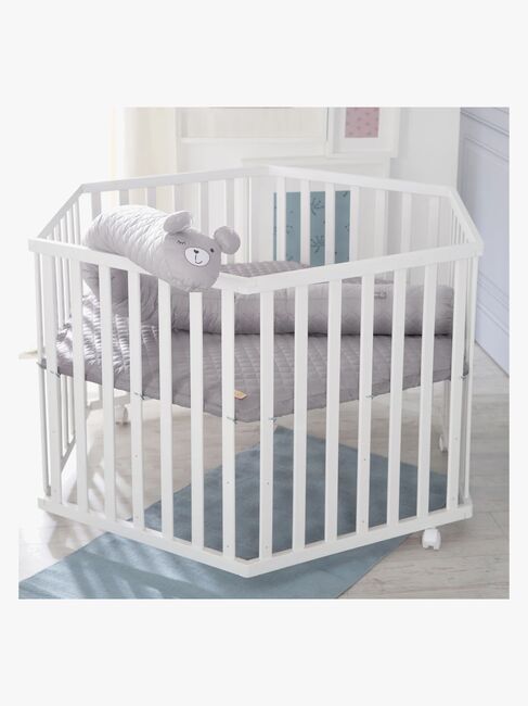 Roba Style Hexagon Kravlegård med Hjul, White & Grey