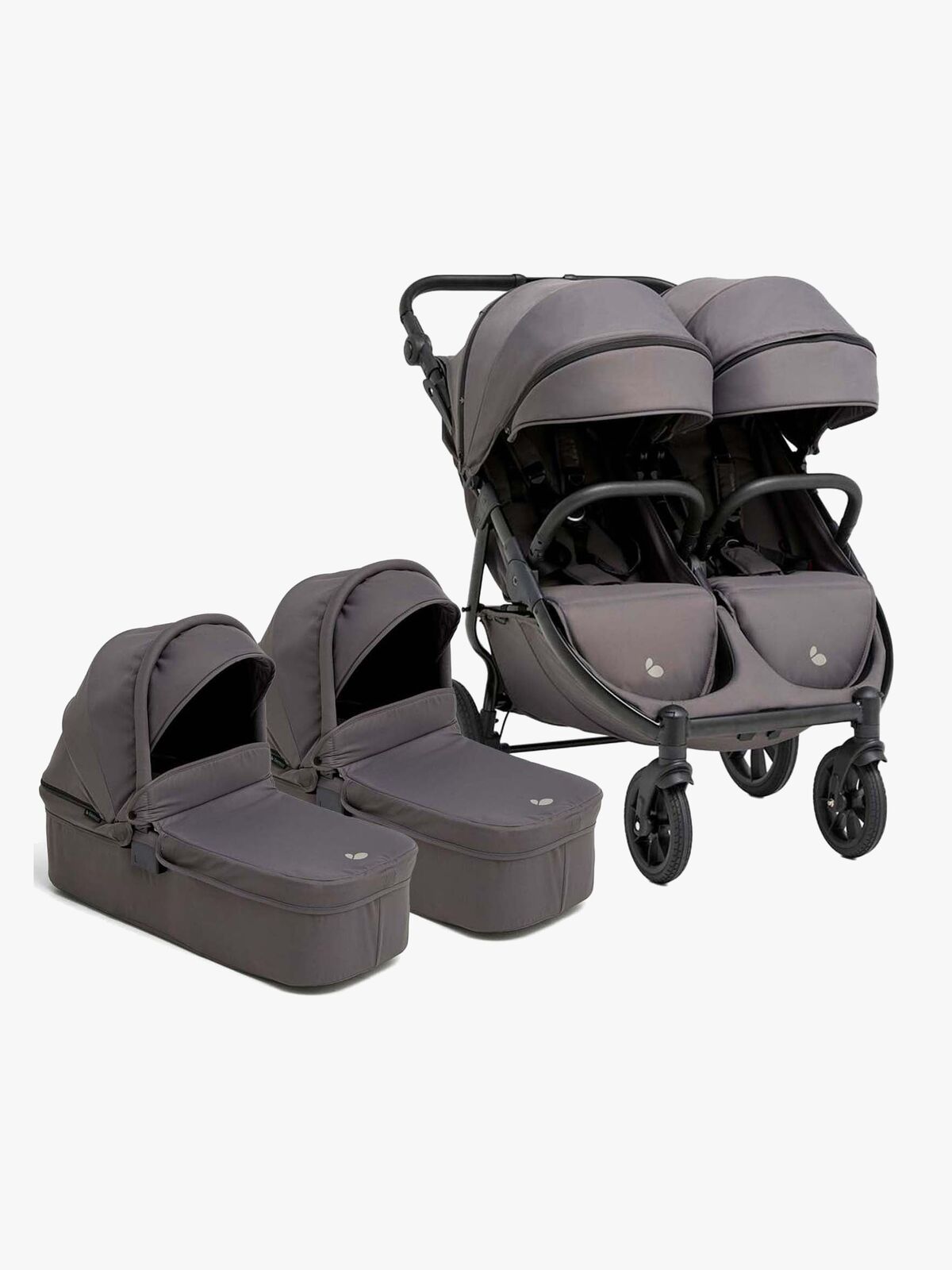 Beemoo BFF60 2 Søskendevogn inkl. Liggedele, Fog Grey