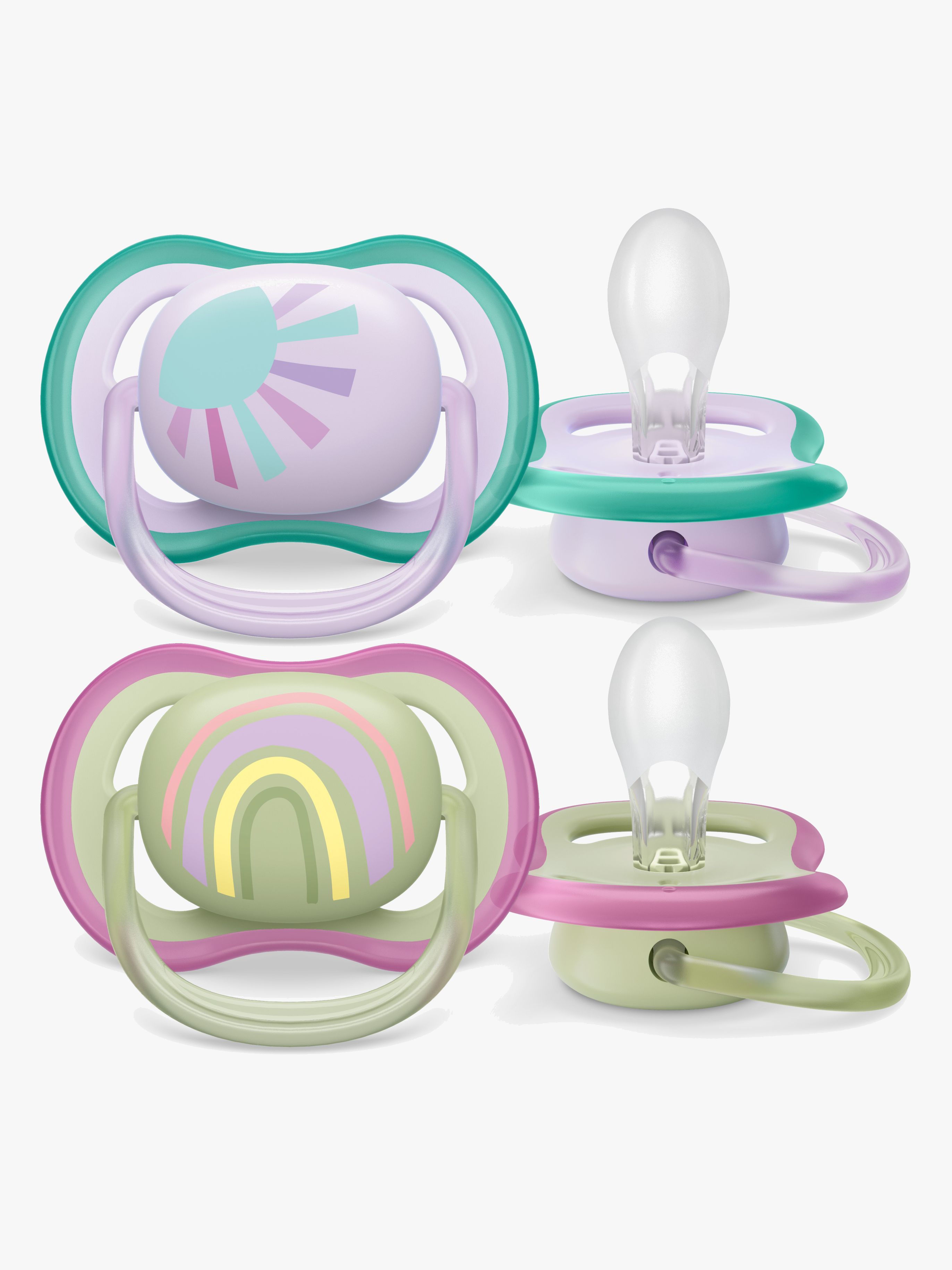 Philips Avent Ultra Air Deco Sut 2-Pak 0-6m, Grøn/Lilla