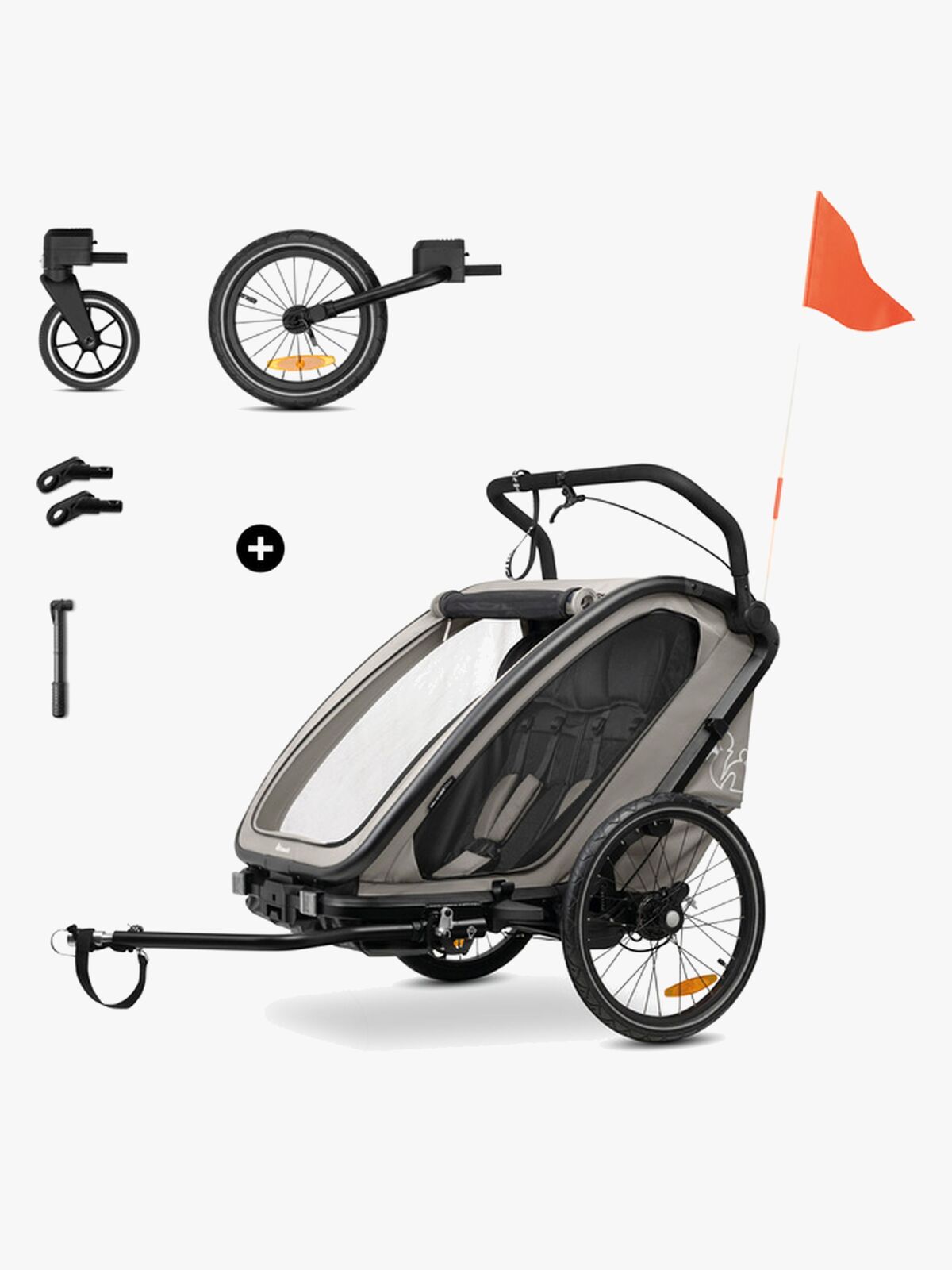 Hauck Bike N Walk Cykelanhænger, Light Grey