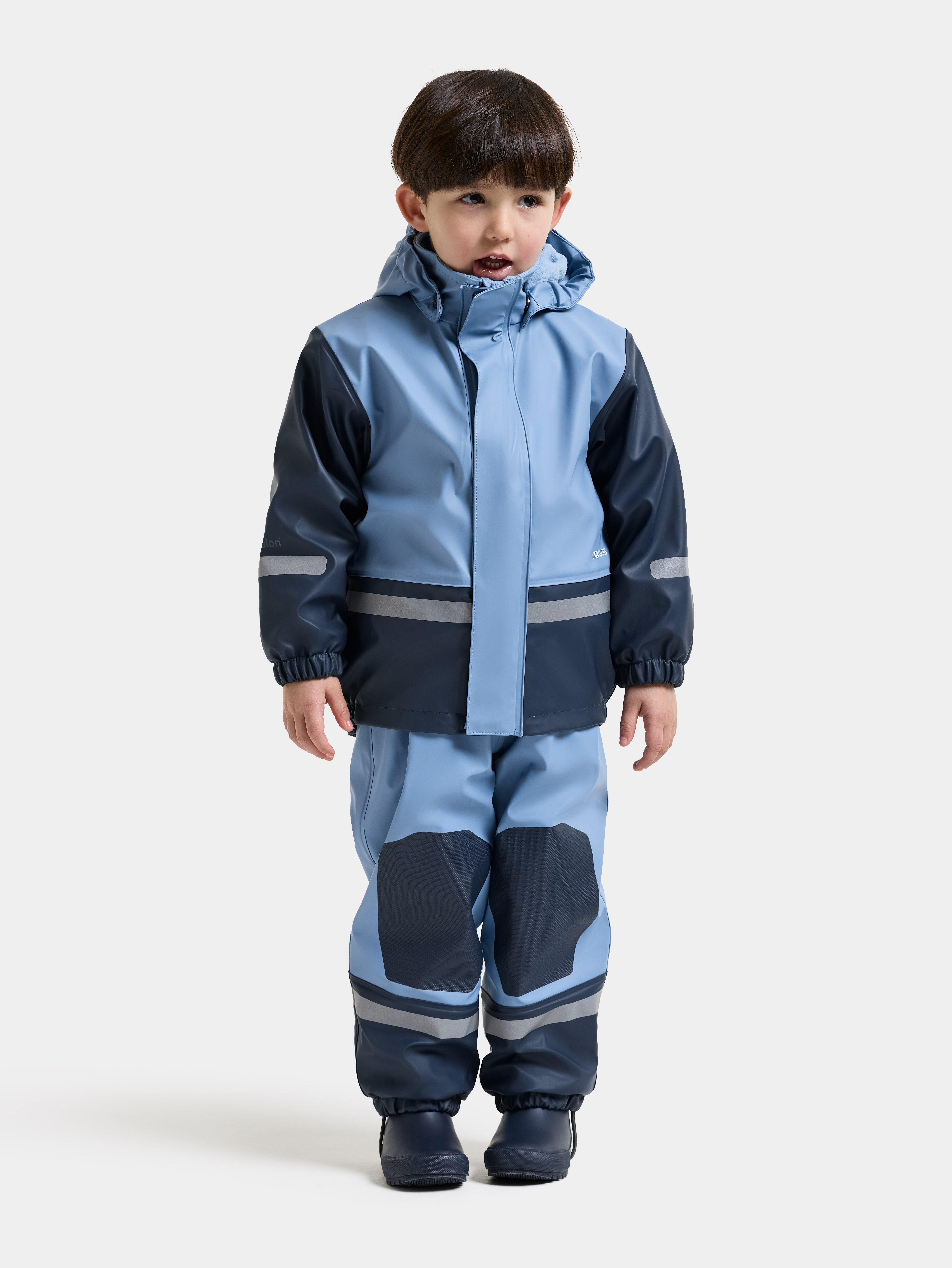 Didriksons Boardman Foret Regnsæt, Winter Blue, 120, Regntøj børn