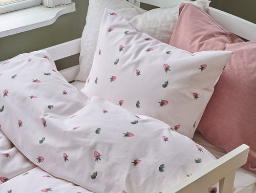 Borganäs Sengesæt Tremmeseng Jordbærdrøm 100x130