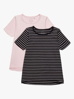 Luca & Lola Malena T-shirt 2-pak, Black/Pink Stripes