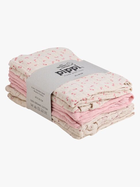 Pippi Tæpper/ Stofbleer i Musselin 6-Pak, Sheer Bliss