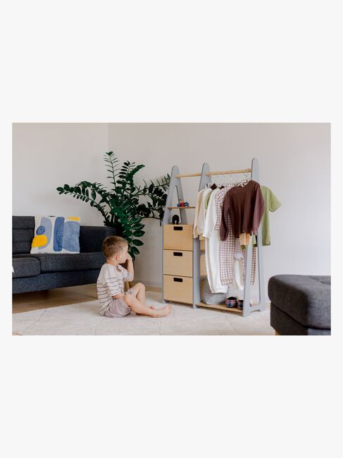 Duck Woodworks Knagerække med Skuffer, Grå