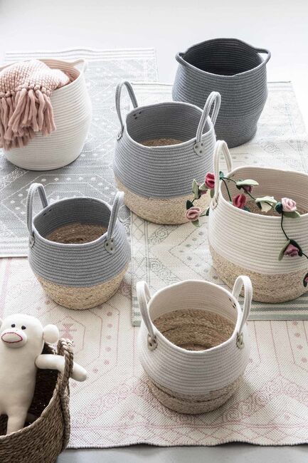 KidsDepot Kori Opbevaringskurv 2-pak, Grey/Natural